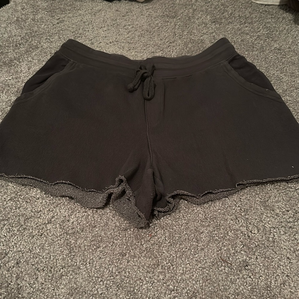 Aerie Black/Gray Drawstring Fleece Shorts